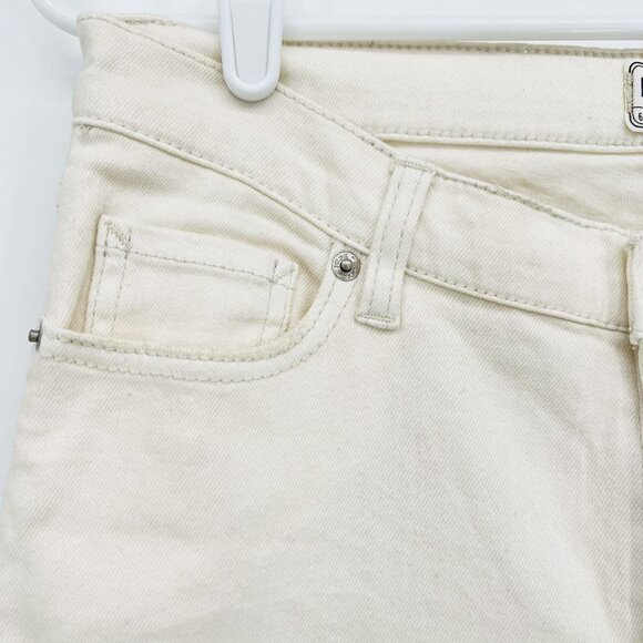 NWT Free People Women's Ivory Jeans Size 27 Distressed Fringe Frayed Hem Stretch - Picture 5 of 11